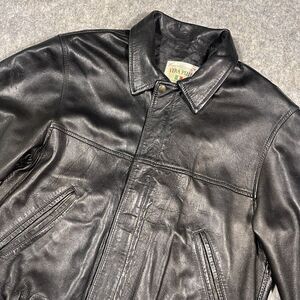 VTG Vera Pelle Leather Bomber Jacket Italy Della Legge Black Mens SZ 48 Thrashed